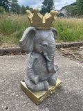 Elephant with Crown Garden Ornament