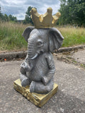 Elephant with Crown Garden Ornament