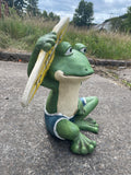Frog To the Beach Surfer Garden Ornament