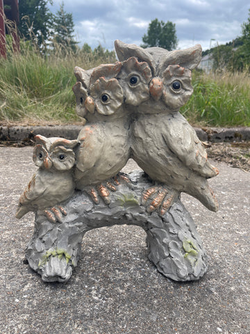 Rustic Grey Copper Boho Owl Garden Trio Ornament