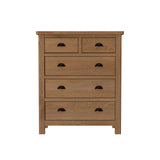 Oak & Hardwood Rustic 2 over 3 Chest of Drawers