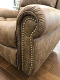 Light Brown Leather Look Fabric Stitch Detail Rocker Recliner Collection