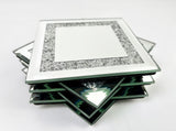 Set of 6 Mirrored Square Glitter Coasters