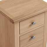Light Oak Finish 3 Drawer Bedside Cabinet