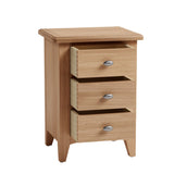 Light Oak Finish 3 Drawer Bedside Cabinet