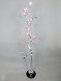 Swirl Twist Silver Metal Floor Lamp with Pink Glass Flower Shades