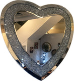 Diamante Filled Thin Border Love Heart Wall Mirror (Small)