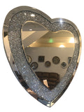 Diamante Filled Thin Border Love Heart Wall Mirror (Small)