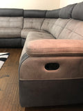 Contrast Leather Look Fabric Reclining Corner Sofa Collection