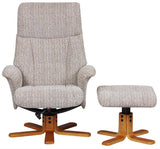 Marseille Swivel Fabric Recliner Chair & Stool - Wheat