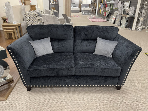 Perre Nickle Black & Silver Fabric 2 Seater Sofa