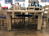 Weathered Oak Round Top Dining Table & 6 Dining Chairs