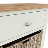 Fresh White with Oak Tops Single Drawer & Double Basket Tall Cabinet
