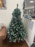 Snow Dusted Red Berry Acorn Christmas Tree