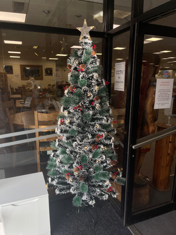 Fibre Optic Snow Dusted Red Berry Acorn Christmas Tree