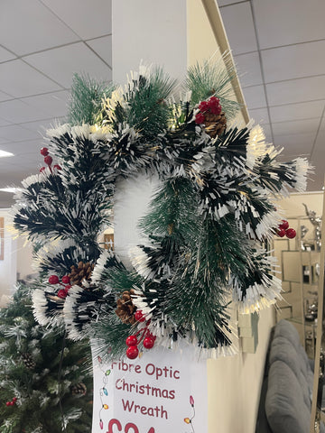 Fibre Optic Red Berry Acorn Christmas Wreath