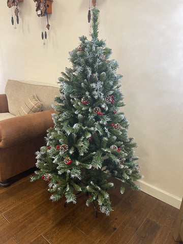 Snow Dusted Red Berry Acorn Christmas Tree