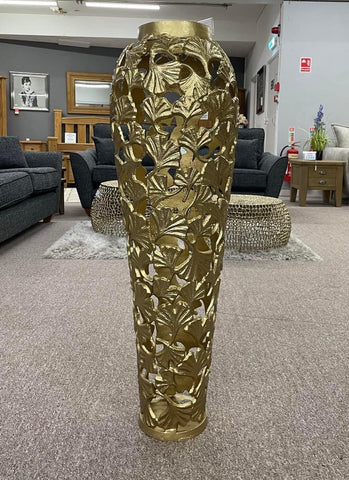 Gold Aluminium Metal Cut Out Effect Tall Floor Vase