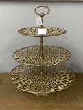 Cut Out Aluminium Gold 3 Tier Cake Stand