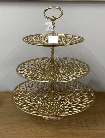 Cut Out Aluminium Gold 3 Tier Cake Stand