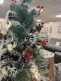 Fibre Optic Snow Dusted Red Berry Acorn Christmas Tree