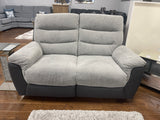 Michigan Charcoal Grey Fabric & Black Leather Look Electric Reclining Suite