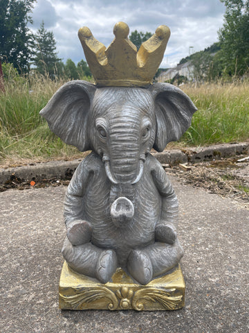 Elephant with Crown Garden Ornament