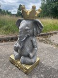 Elephant with Crown Garden Ornament