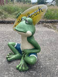 Frog To the Beach Surfer Garden Ornament