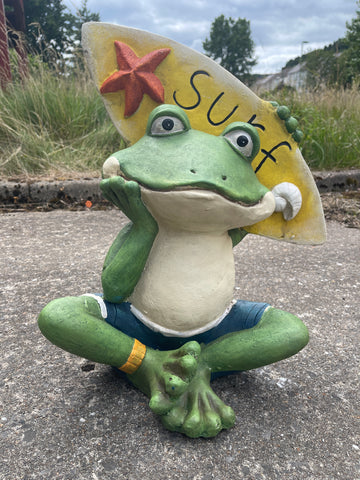 Frog Surf Surf Board Garden Ornament