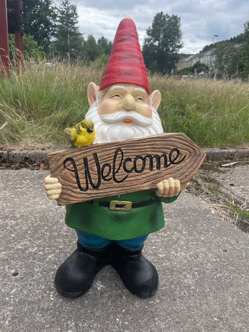 Large Welcome to the Garden Tradition Tall Gnome Ornament