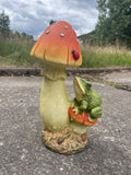 Toad on a Toadstool with Ladybird Garden Ornament