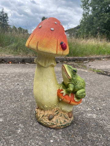 Toad on a Toadstool with Ladybird Garden Ornament