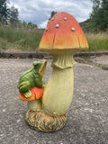 Toad on a Toadstool with Ladybird Garden Ornament
