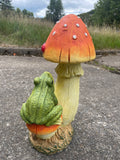 Toad on a Toadstool with Ladybird Garden Ornament