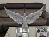 Large Silver Spread Angel Wings Diamante & Mosaic Ornament