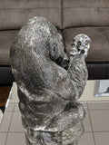 Silver Electroplated Gorilla Holding Skull Ornament