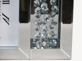 Crystal Decor Mirrored Glass Analogue White Face Floating Jewels Diamonds Mantle Clock