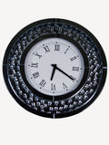 Crystal Decor Floating Mirrored Glass Crystal Jewel Gem Diamond Circular Circle Wall Analogue Clock