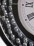 Crystal Decor Floating Mirrored Glass Crystal Jewel Gem Diamond Circular Circle Wall Analogue Clock
