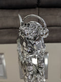 Silver Sausage Dachshund Dog Ornament with Headphones