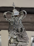 Silver Electroplated Fallen King with Crown Skull Ornament