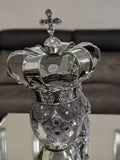 Silver Electroplated Fallen King with Crown Skull Ornament
