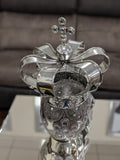 Silver Electroplated Fallen King with Crown Skull Ornament