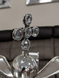 Silver Electroplated Fallen King with Crown Skull Ornament