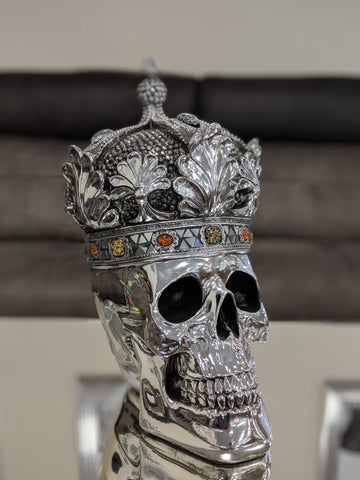Silver Electroplated Fallen Queen with Crown Skull Ornament