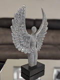 Standing Silver Spread Angel Wings Diamante & Mosaic Ornament