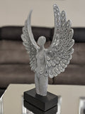 Standing Silver Spread Angel Wings Diamante & Mosaic Ornament