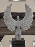 Standing Silver Spread Angel Wings Diamante & Mosaic Ornament