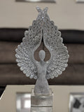 Tall Silver Spread Angel Wings Diamante & Mosaic Ornament